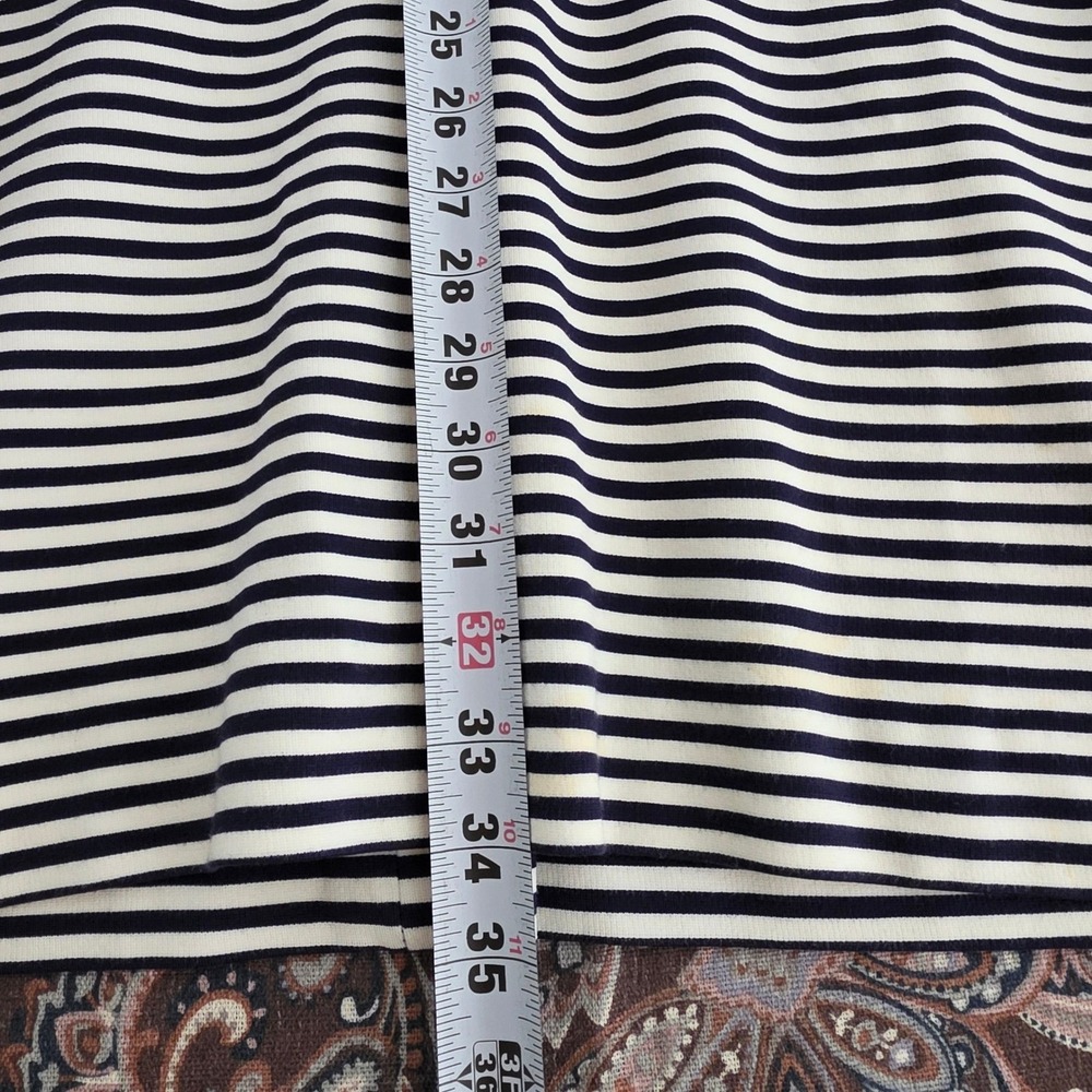 Banana Republic Navy White Striped Sheath Dress Scoop Neck Elbow Sleeve Size 10 - Picture 8 of 16